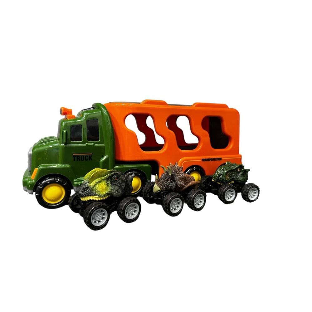 Lights & Sounds Dinosaur Truck Transporter W/ 3 Mini Dinosaur Monster Trucks
